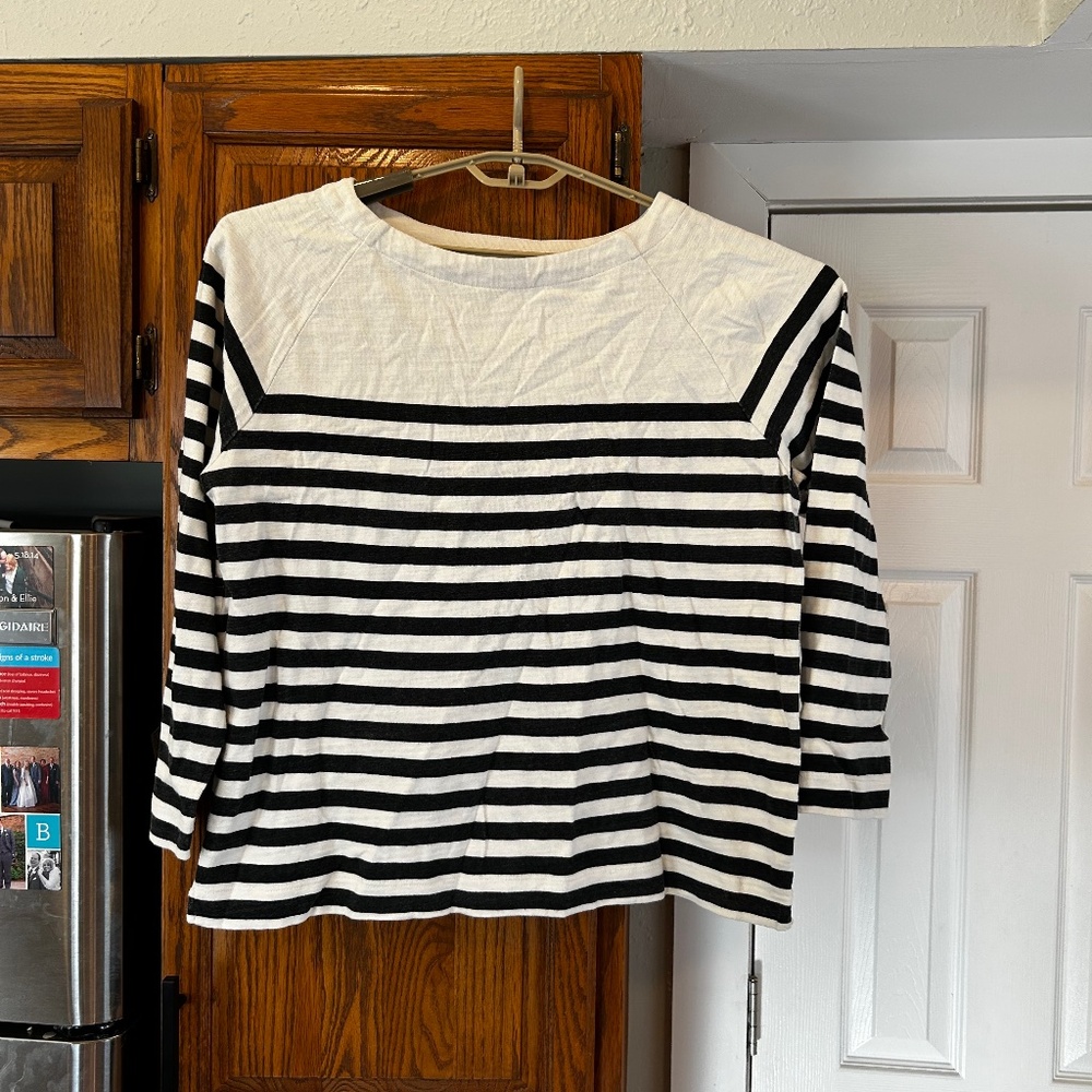 Loft Long Sleeve Navy Stripe Top XL